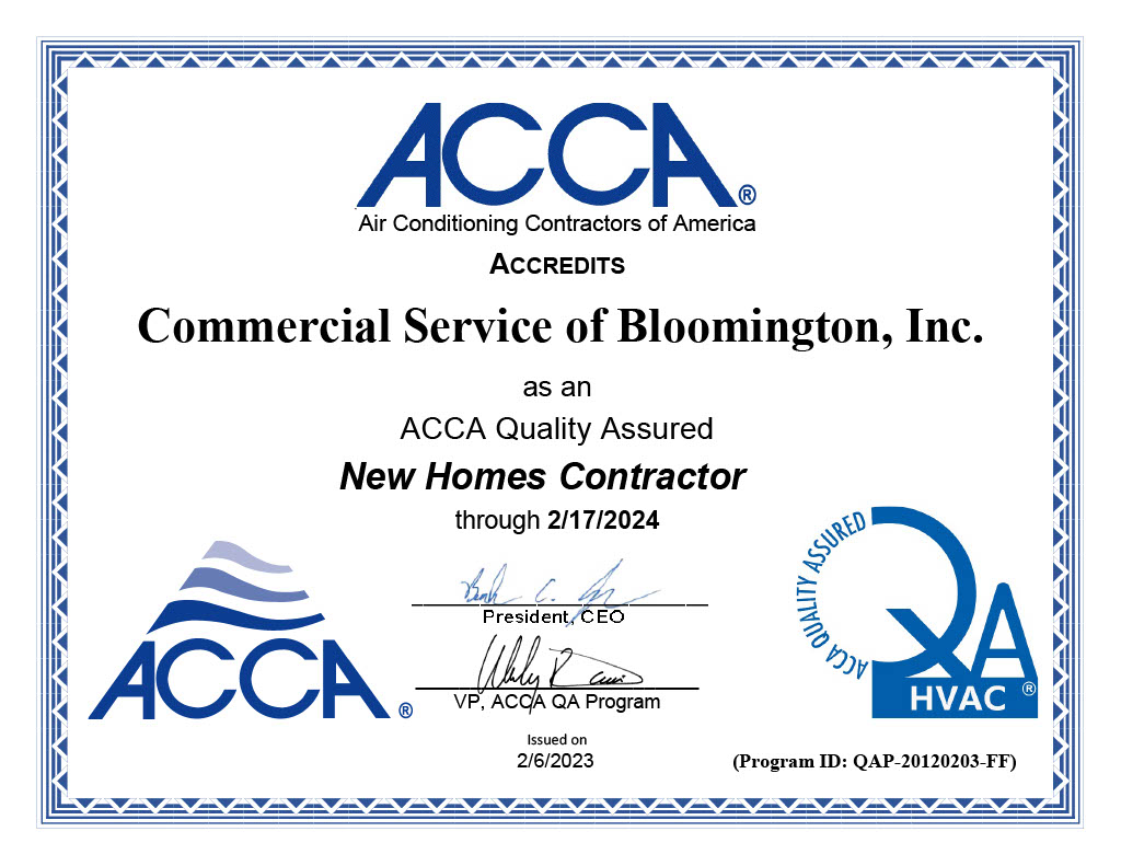 QAP Cert Accred Commercial Service of Bloomington Inc. 14044